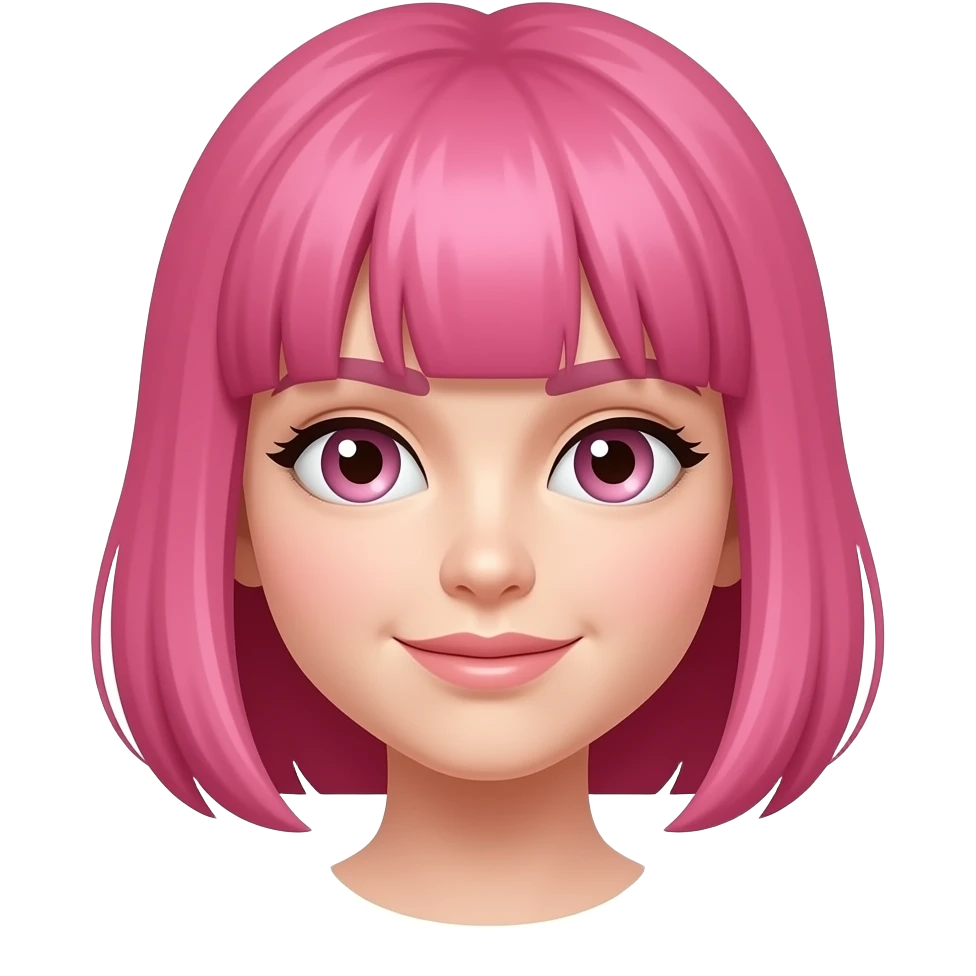 Girl with Pink Hair, short bob emoji