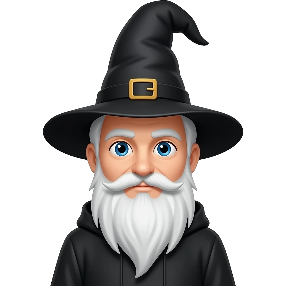 a medium shot of wizard with hat emoji
