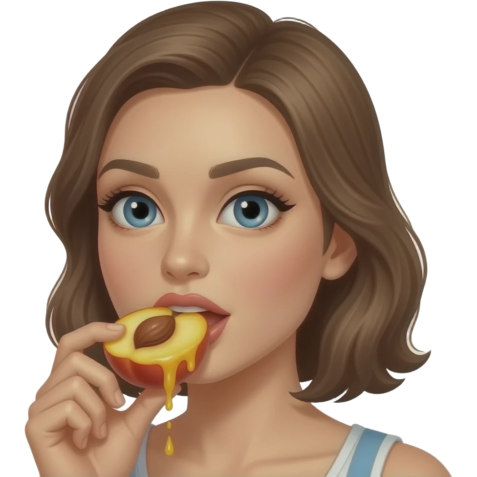 Licking me to a gushing peach half emoji