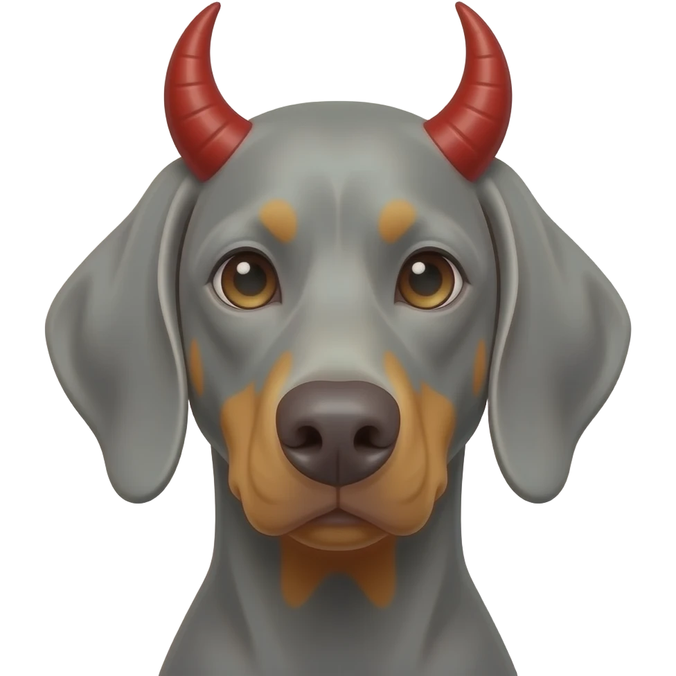 Silver weimeraner with devil horns emoji