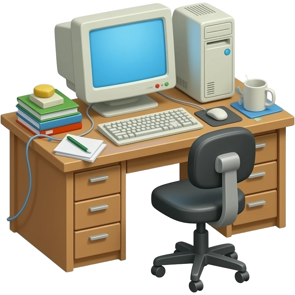 messy computer table emoji