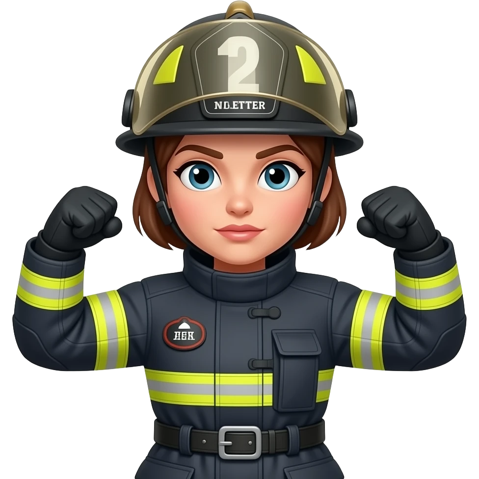 bombero mujer con actitud y fuerza sin letras en el casco emoji