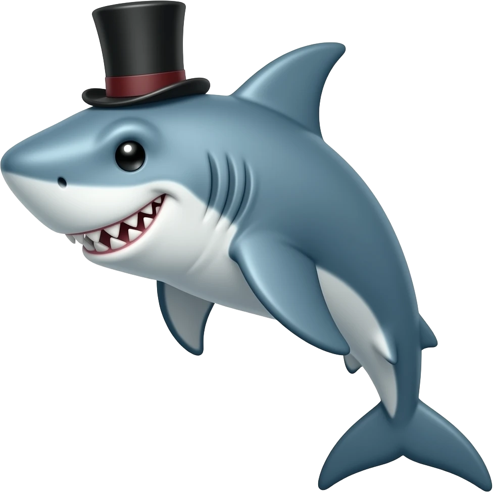 Shark with a top hat emoji