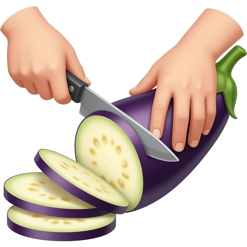 Une Mains qui astique une aubergine emoji