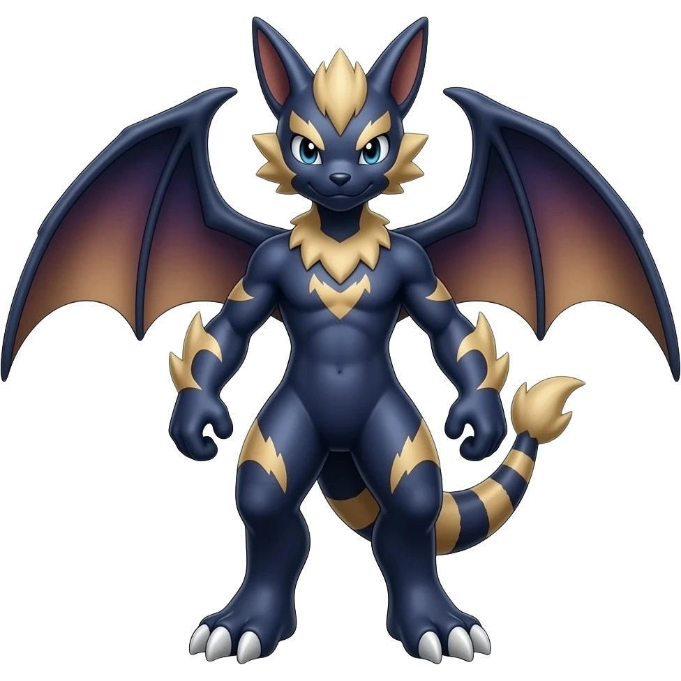 Shiny Dark Dusky Cool Hot Zangoose-Guilmon-Zoroark-Renamon-Fakémon-fusion (full body) emoji