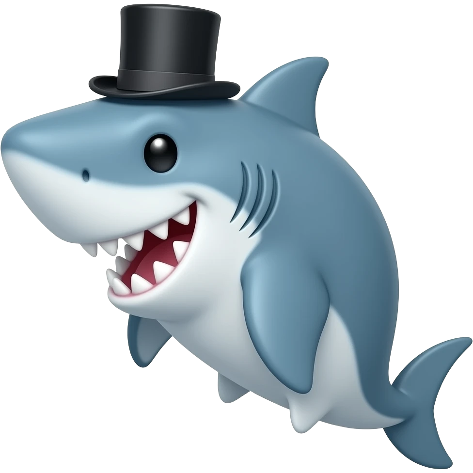 Shark with a top hat emoji