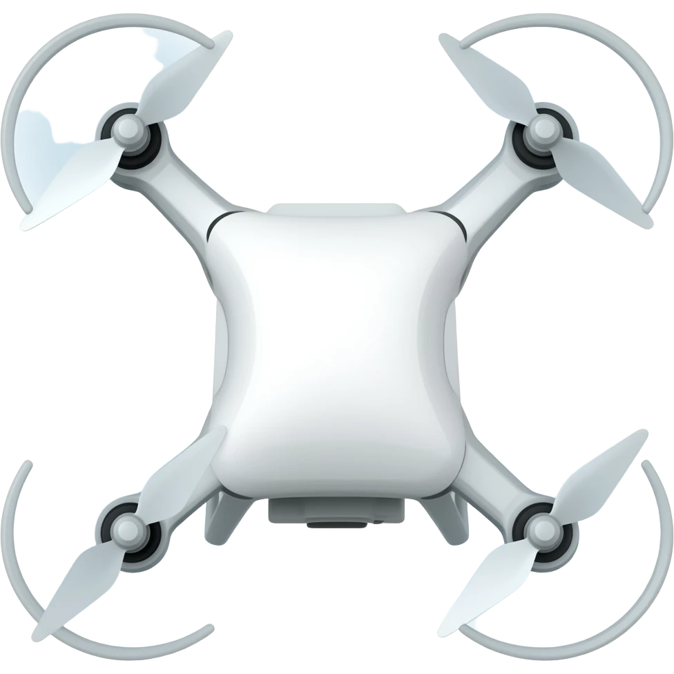 white quadcopter drone with no logos, brands, or words of any kind that is legible even at 18x18 pixel size and visually distinctive from all other emoji published in Unicode emoji