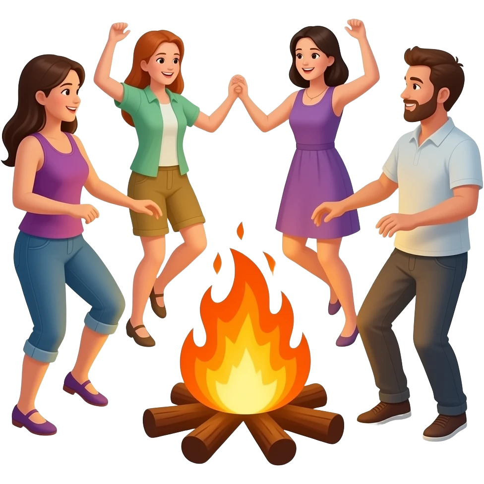 bonfires and dancing emoji