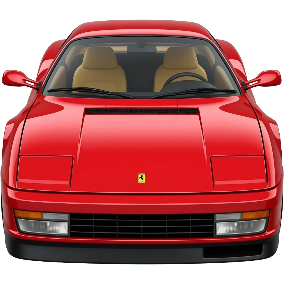 glossy red ferrari testarossa , hyper real, highly detailed emoji