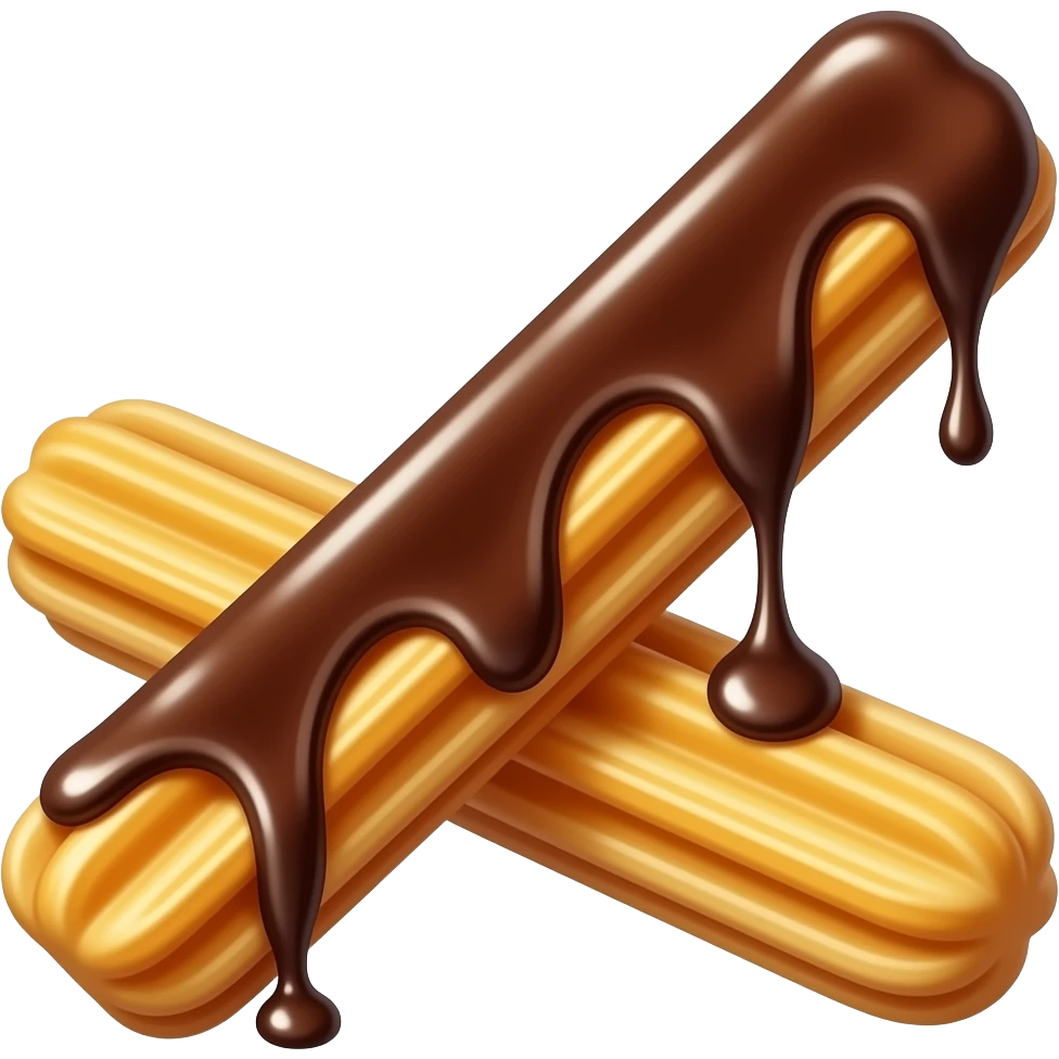 chocolate syrup deeping churros emoji