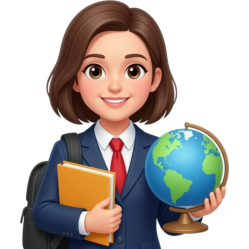 учениця з портфелим та з глобусом emoji