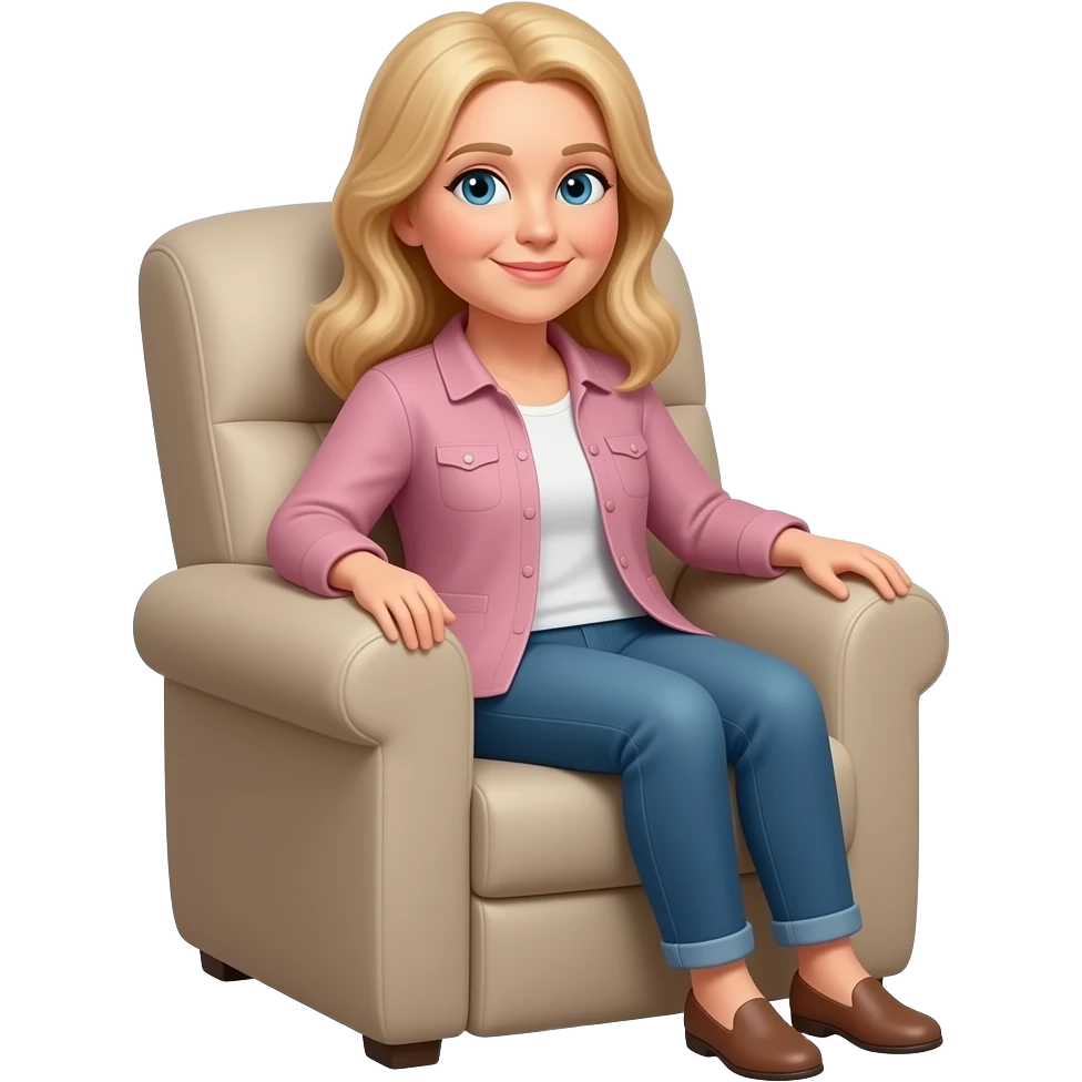 50 year old long blonde hair woman in recliner emoji