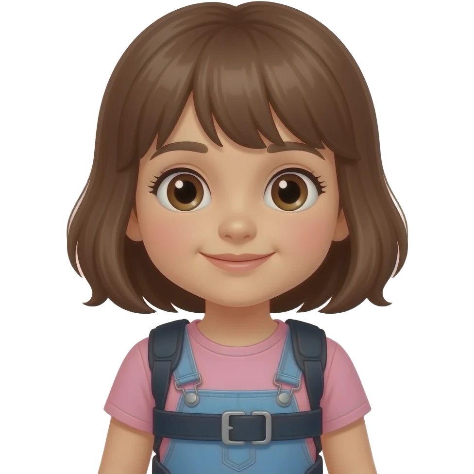 Little girl with brown hair wearing scoliosis back brace emoji