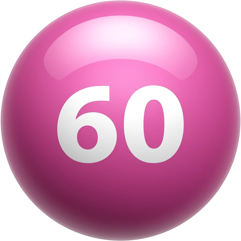 bola de bingo rosa oscuro con número 60 emoji