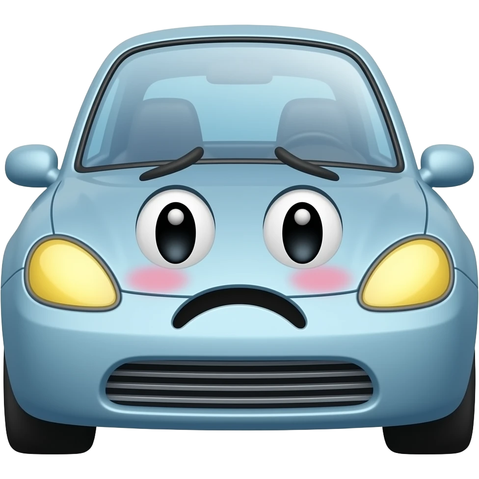 Cute anxious car emoji, softer expression emoji