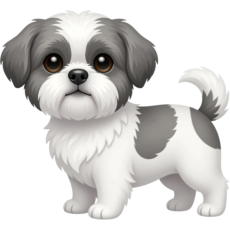 Small light grey and white Shih tuz emoji