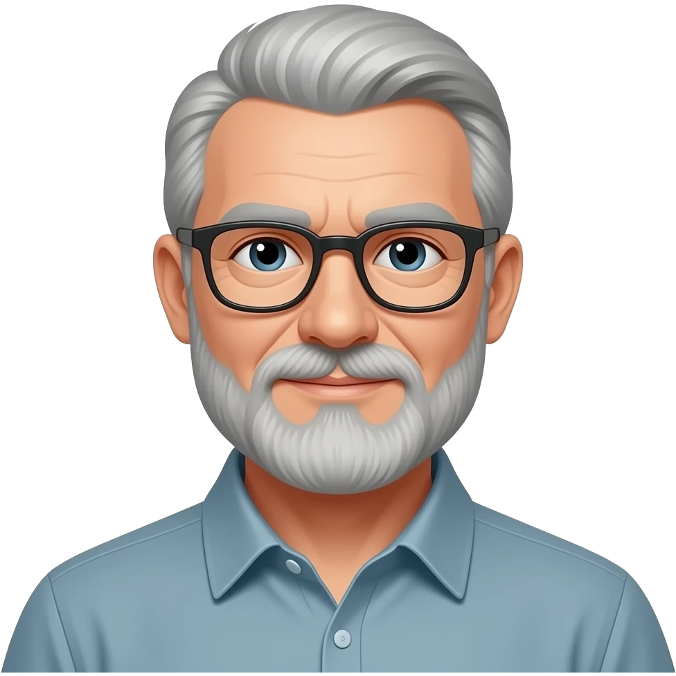 Elderly man with grey beard and glasses emoji