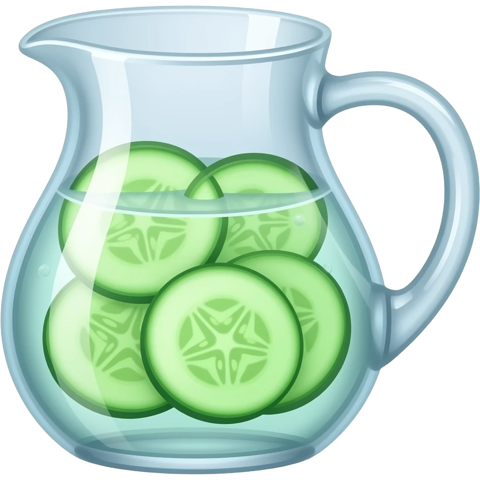 a narrow pitcher with cucumber water inside emoji