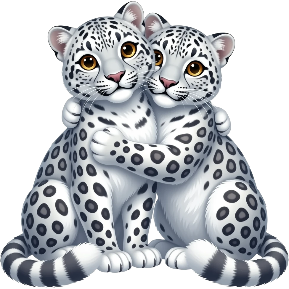 two snow leopards cuddling emoji