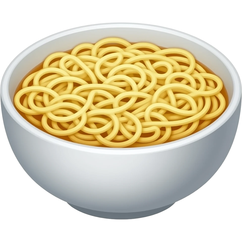 포장지,그릇,국물 없이 꼬불꼬불한 라면사리만 emoji
