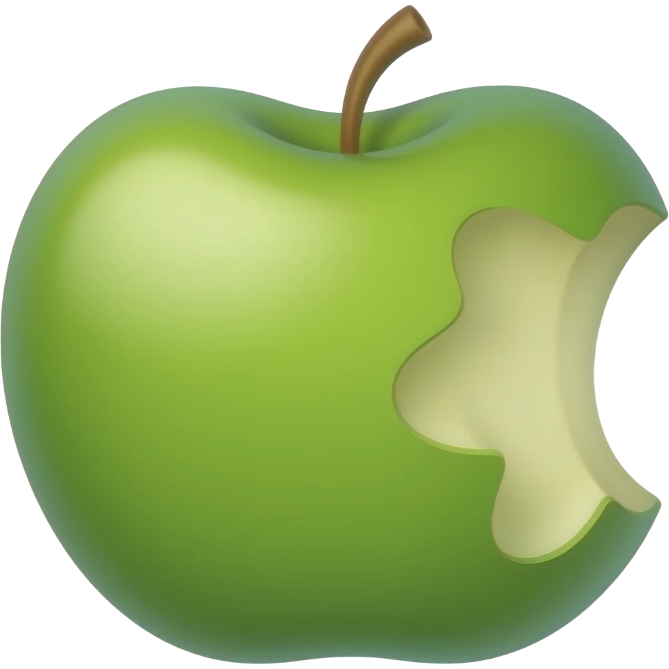 Green apple with a bite taken out of it emoji