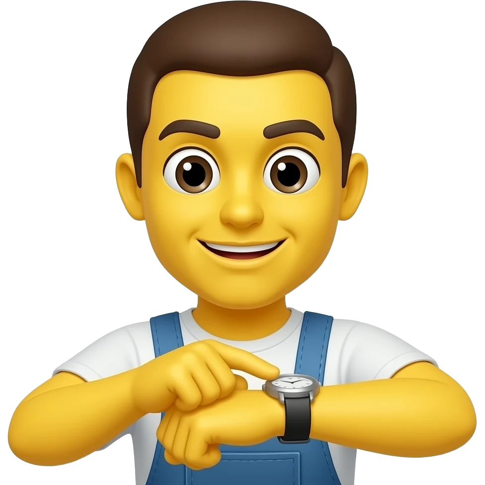 Round yellow emoji looking at watch emoji
