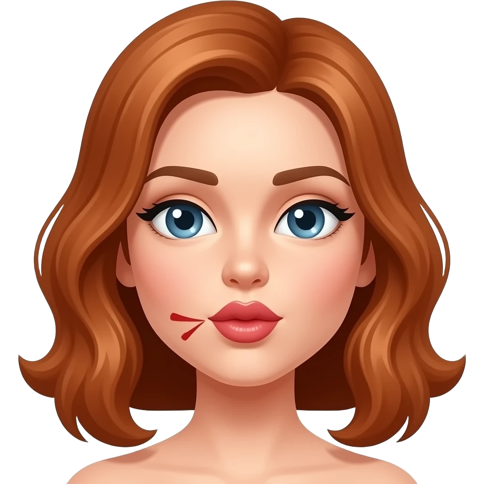 Mujer de cabello cobrizo tirando un beso que se note, que se vea emoji