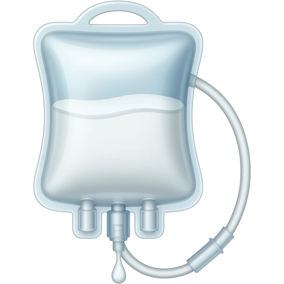 upside down bag with white fluid and drip tube emoji