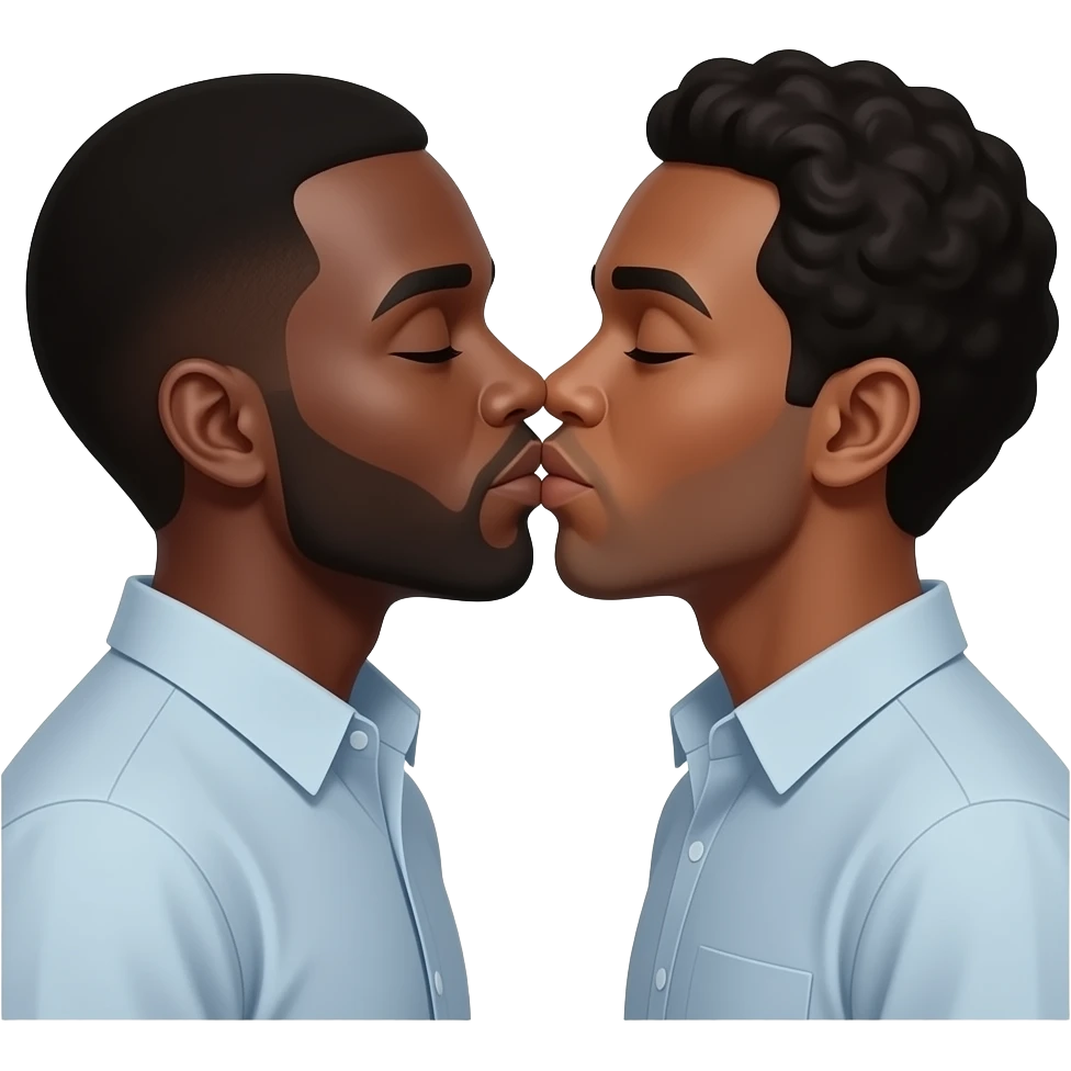 two black men kissing emoji