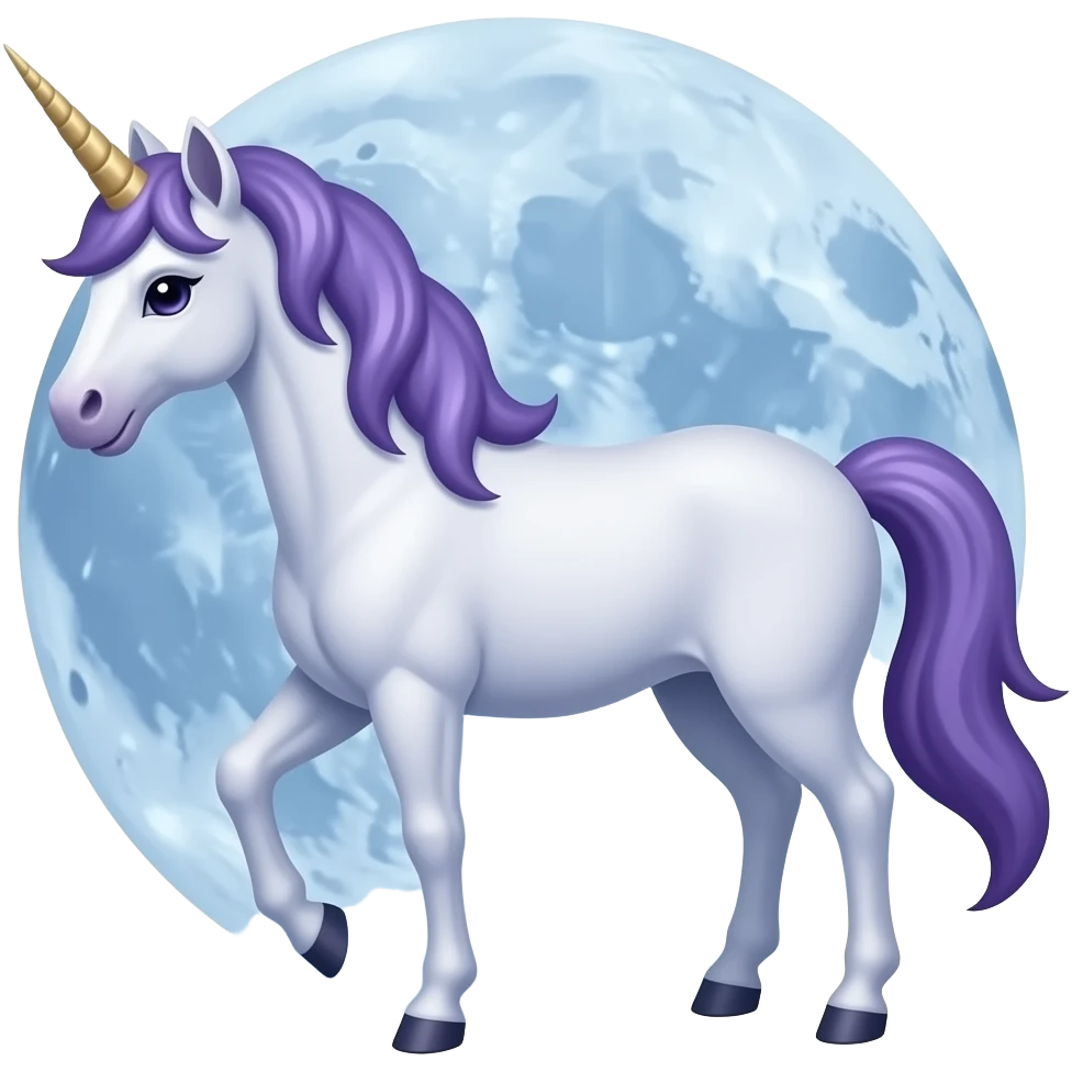 a unicorn in calm colors like VIOLET and BLUE to symbolize evening WITH A MOON emoji
