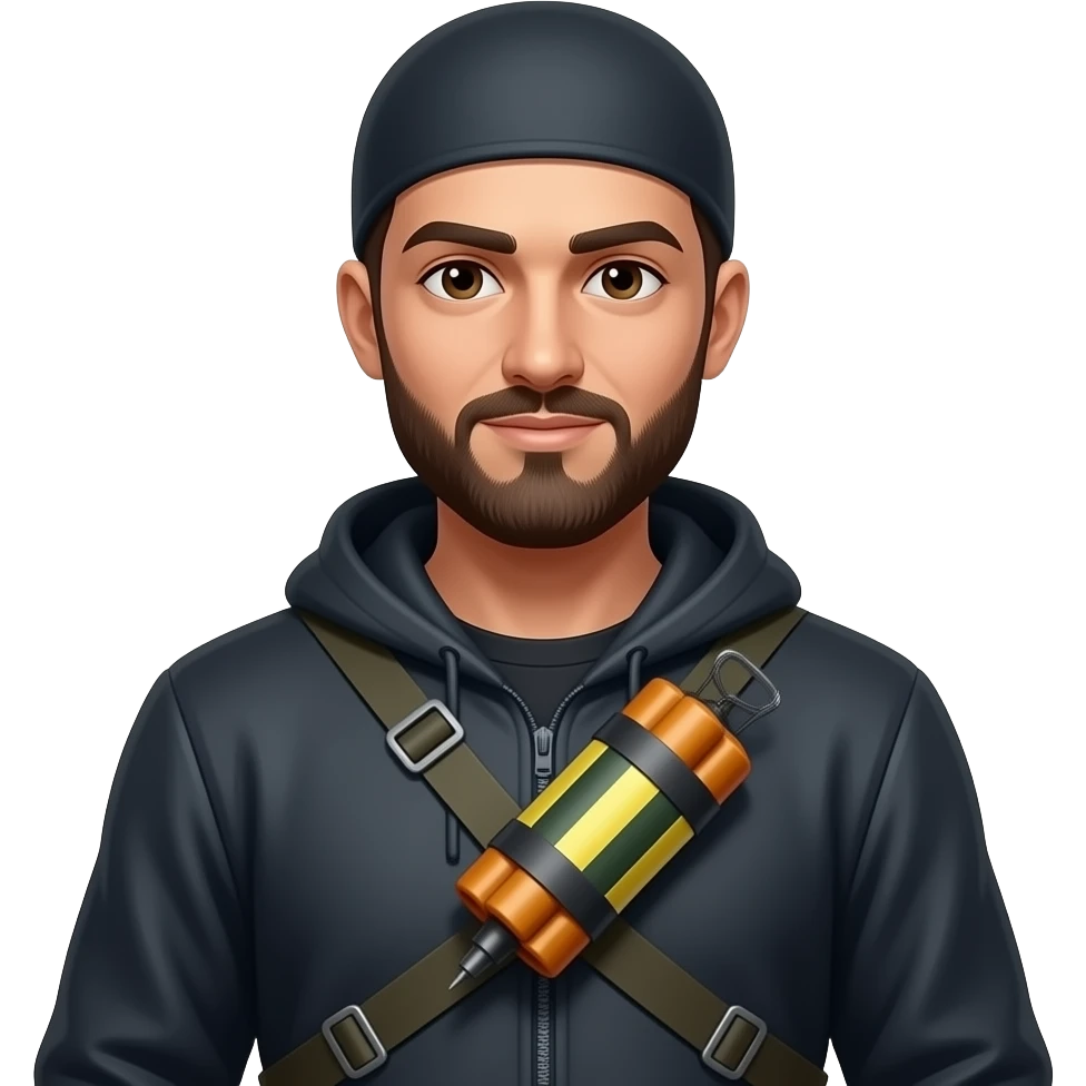 A Muslim terrorist with an improvised explosive device strapped to chest emoji