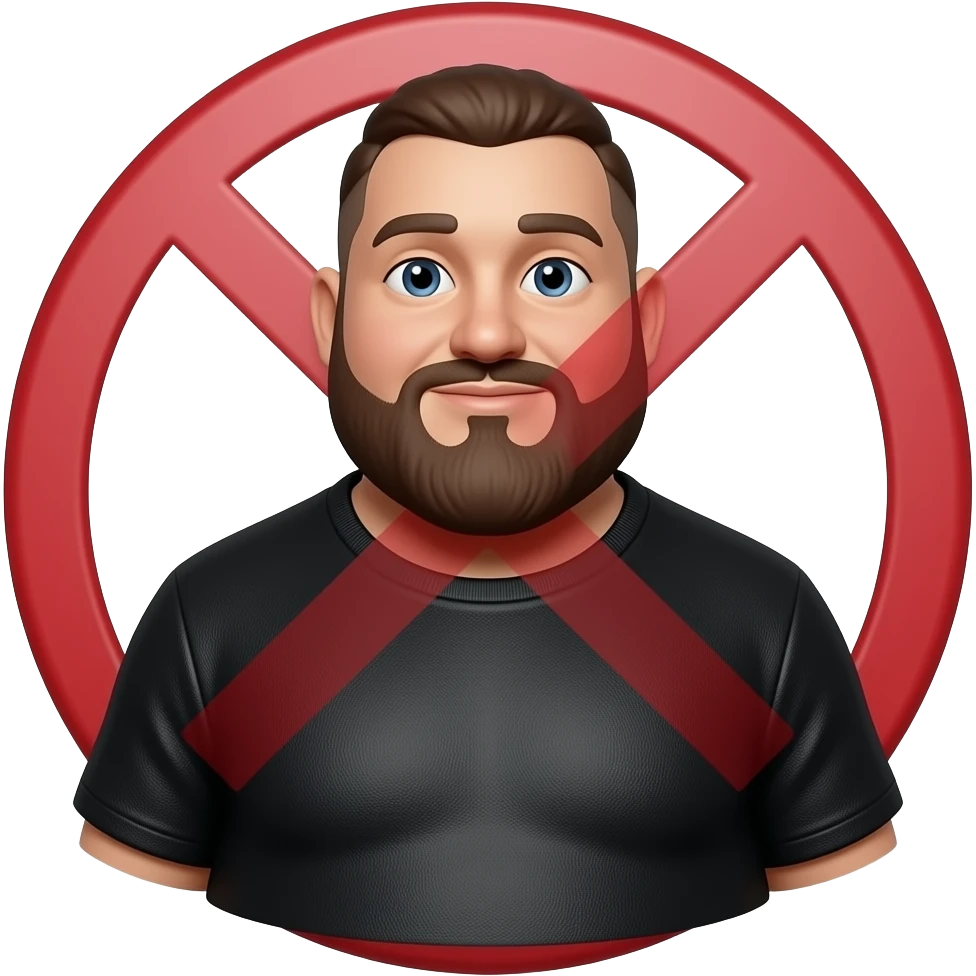 Figura de gorda en negro con simbolo de prohibido emoji