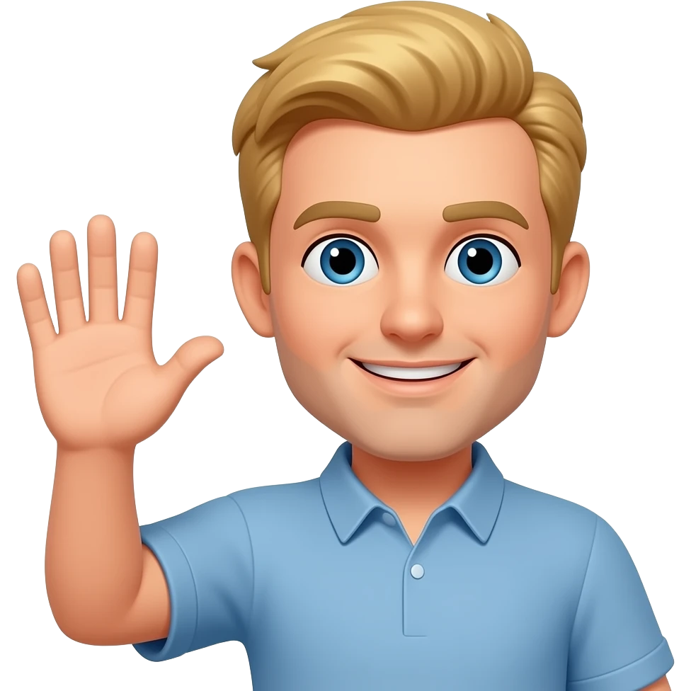 meżczyzna machający reką blond wlosy emoji
