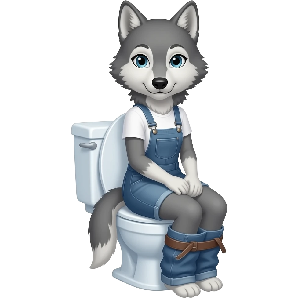 Female wolf furry person on toilet emoji