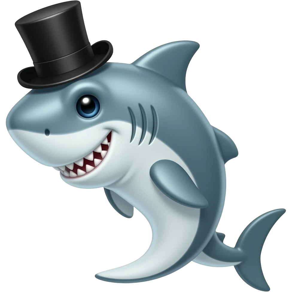 Shark with a top hat emoji