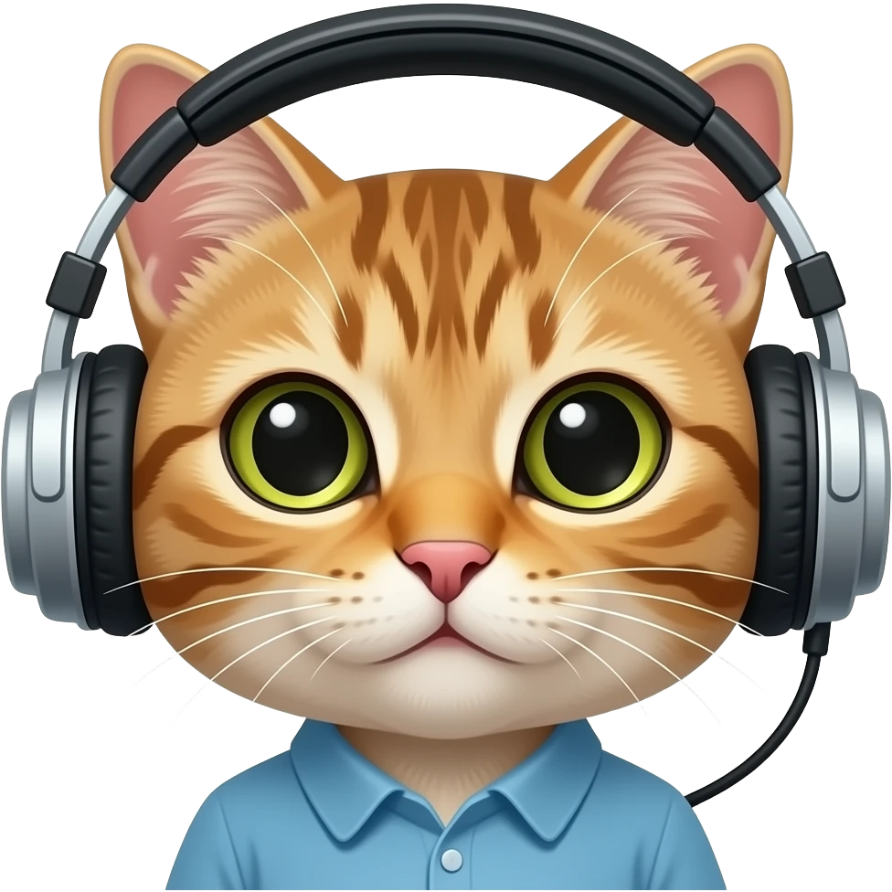 cat portrait with headphones emoji