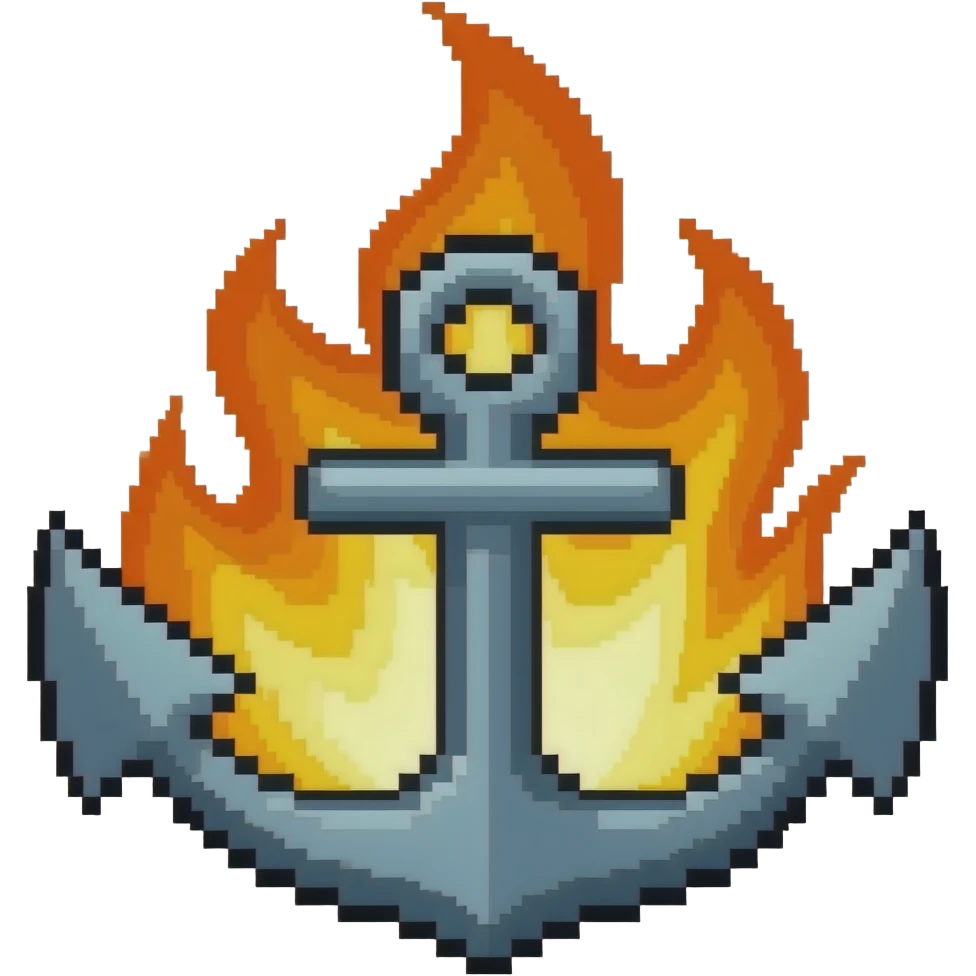 generate me a pixelated anchor on fire the file size can not be over 200kb emoji