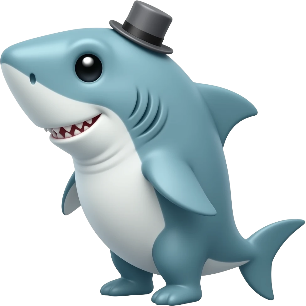 Shark with a top hat emoji