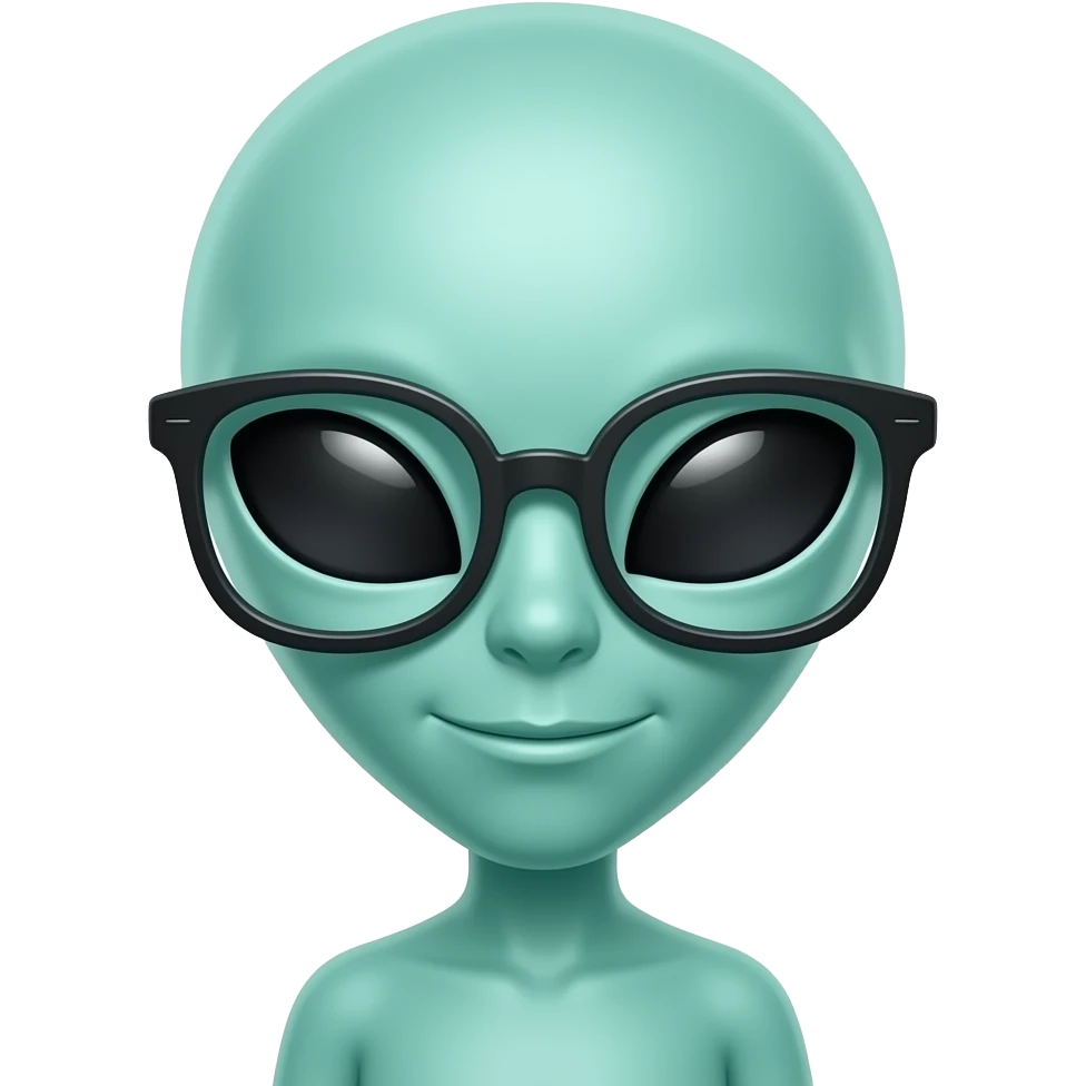 intelectual alien with glasses cute emoji