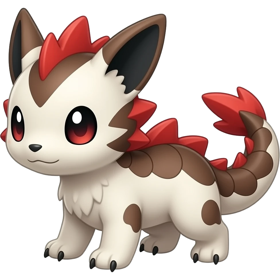 Cute cool scaley white red dark-brown animal hybrid Fakemon full body emoji