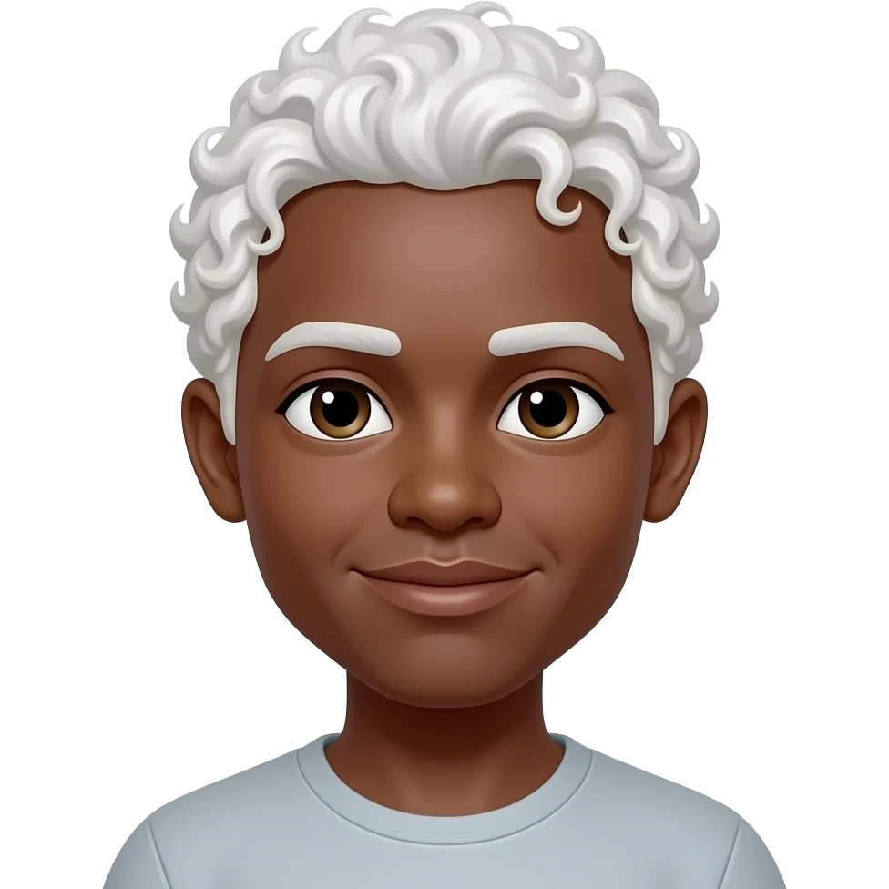 وش طبيعي. ابيض شعرو مجعد شويه  و اسود و راسو بس الظاهره emoji