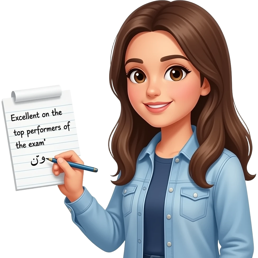 یه دختر سردفتر که به زبان فارسی نوشته احسنت بر نفرات برتر آزمون emoji