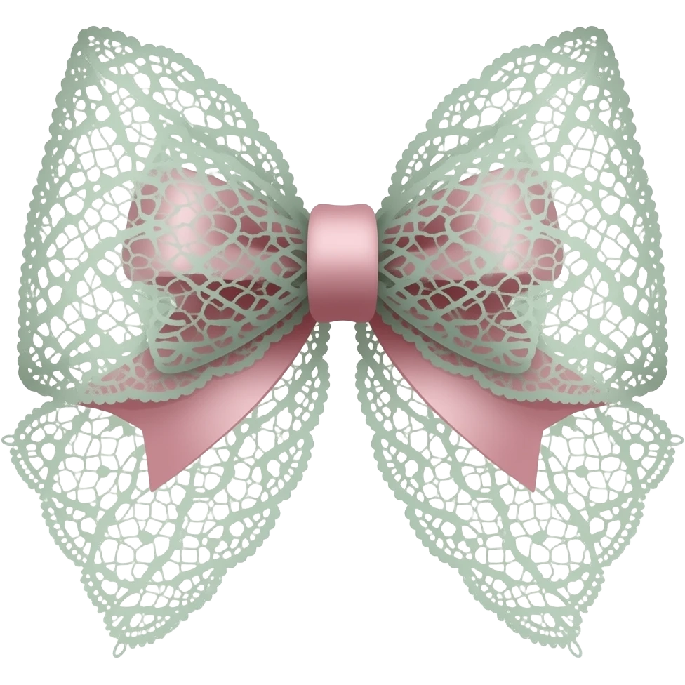 light pink & light green on bow lace coquette bow emoji