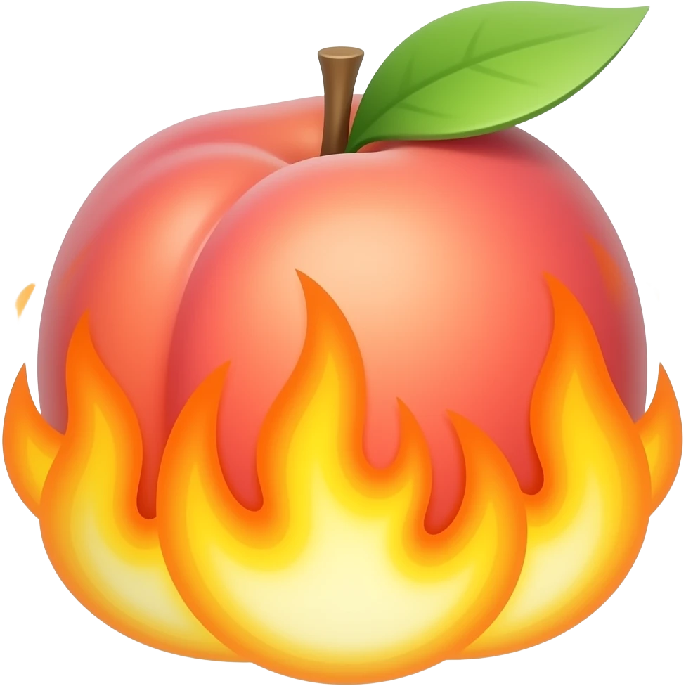 🍑 este durazno ardiendo en llamas realistas emoji