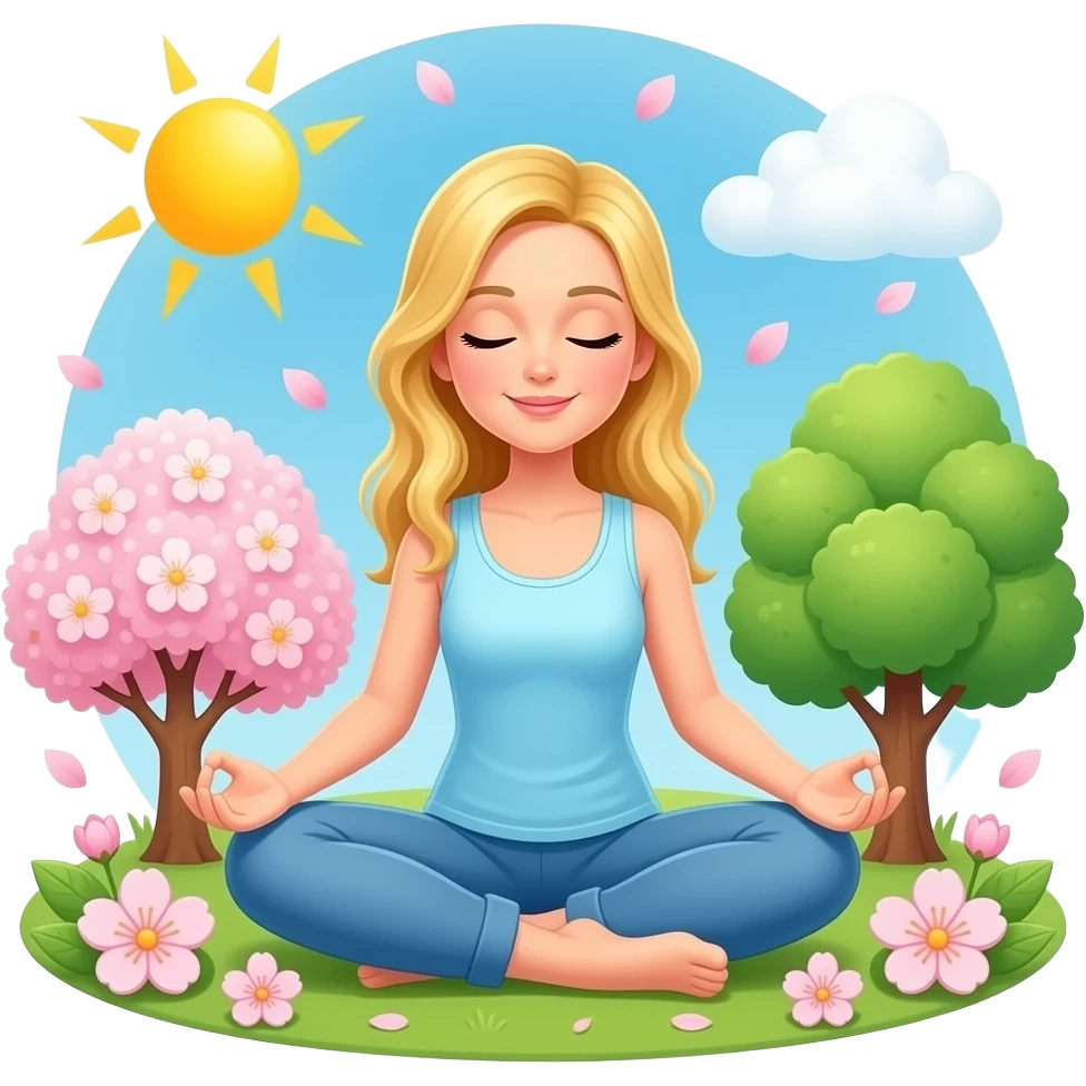 👱🏻‍♀️ 🧘🏼‍♀️🌸🌞🌳 emoji