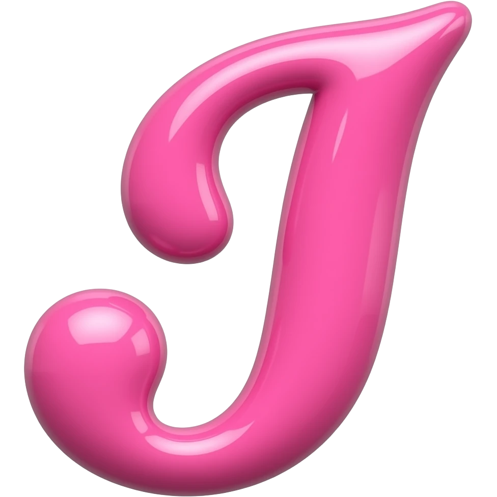 barby pink glossy letter capital uppercase Jelena in a cursive style emoji