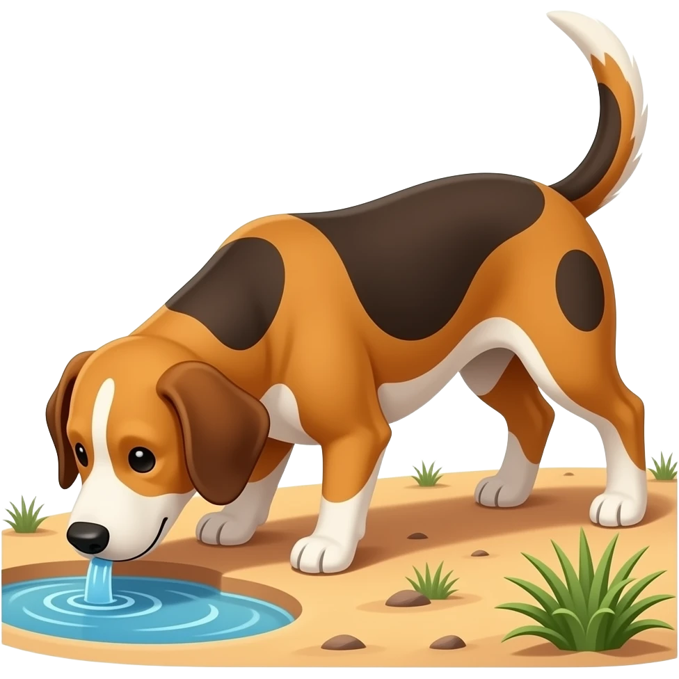كلب  يشرب ماء في صحراء emoji