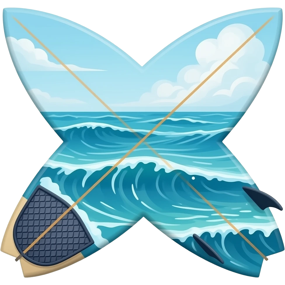 One surfboard with ocean-themed prints emoji