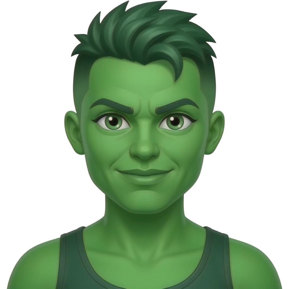 green female she hulk with pixie cuts mohawk emoji