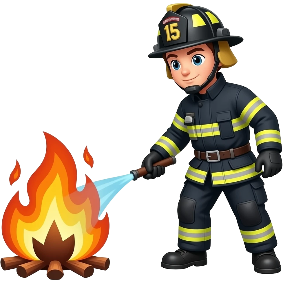 un bombero apagando un fuego emoji